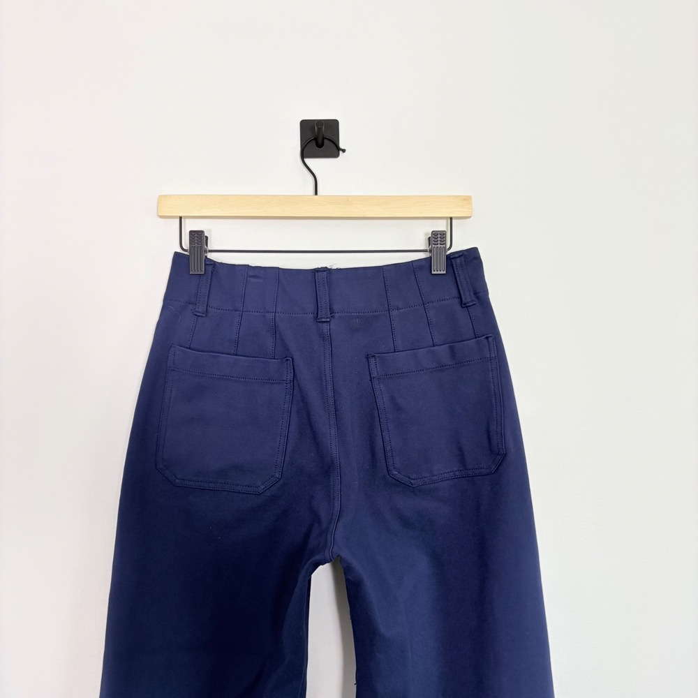 Maeve Anthropologie The Colette Wide Leg Crop Point Pants Blue Navy Blue 28 - Picture 6 of 9